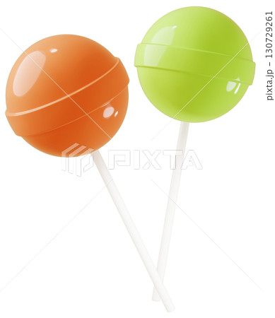 3D素材_ペロペロキャンディー_オレンジ 130729261