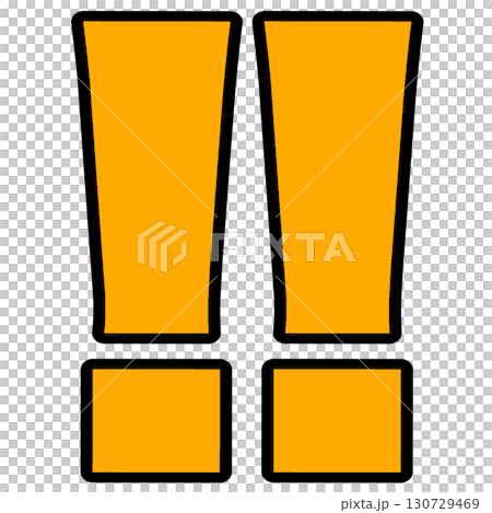 Illustration of a golden yellow exclamation mark (square, thick, two in a row) | Exclamation mark/emphasis icon material 130729469