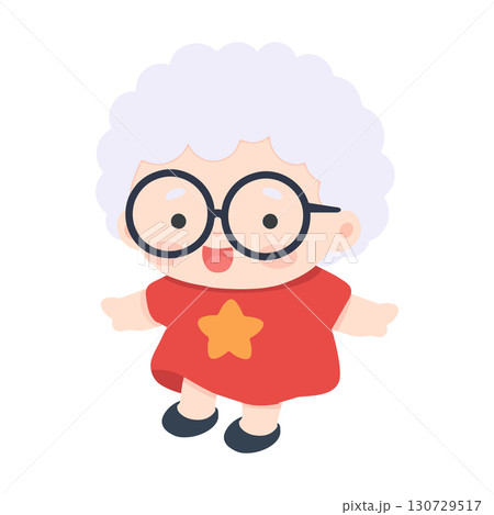 Cartoon Illustration of an Elderly Woman 130729517