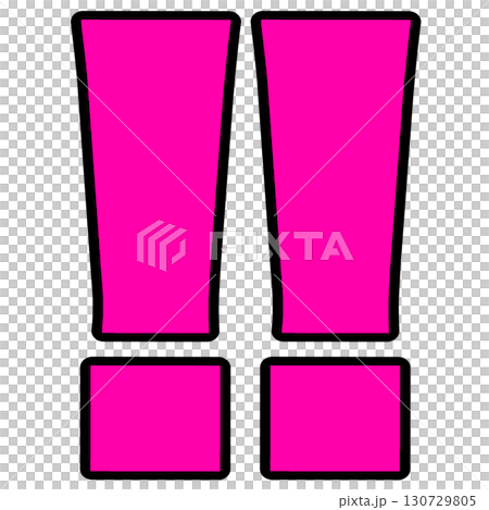 Vivid pink exclamation mark icons (square, two) | Attention, warning, pop design material 130729805