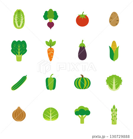 野菜のアイコンのセット　イラスト 130729888