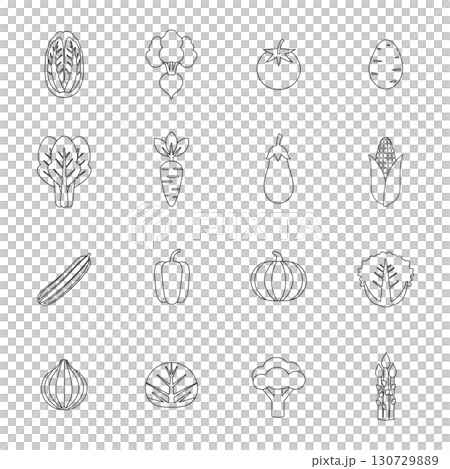 野菜のアイコンのセット イラスト 野菜のアイコンのセット イラスト 130729889