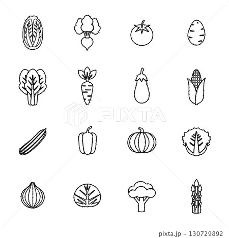 野菜のアイコンのセット イラスト 手描き風 野菜のアイコンのセット イラスト 手描き風 130729892