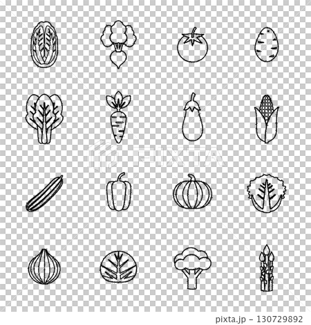 野菜のアイコンのセット イラスト 手描き風 野菜のアイコンのセット イラスト 手描き風 130729892
