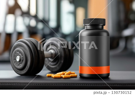 Sports supplements enhancing workout performance in modern gym setting 130730152