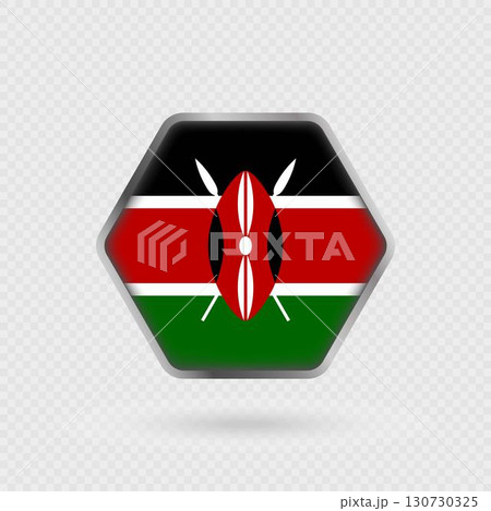 Kenya flag in a hexagon frame. 130730325