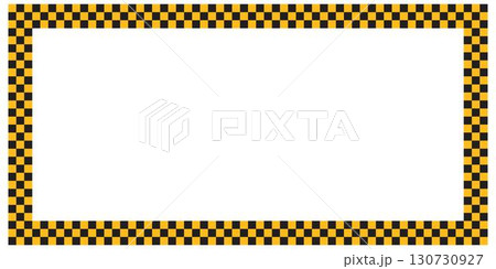 Rectangle frame with black and yellow taxi print isolated on white background. Vignette with chequered pattern. Rectangular geometric framework. Vector graphic illistration 130730927