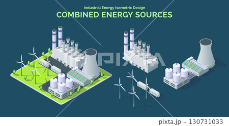 Cartoon Combined Energy Sources Power Plant Object with Separate Set Industrial Energy Building Concept 3d Isometric. Vector illustration Cartoon Combined Energy Sources Power Plant Object with Separate Set Industrial Energy Building Concept 3d Isometric. Vector illustration 130731033
