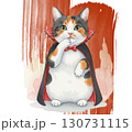 A Calico cat wear the cape look like vampire 130731115