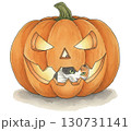 A Calico cat is hiding in the huge demon pumpkin 130731141