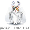 A Calico cat wear a tattered cloak look like ghost 130731144