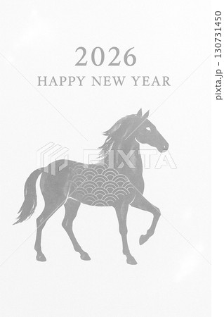 2026年干支午　年賀状素材　シンプル　馬 130731450