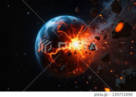 破壊される惑星のイメージ　AI生成画像 130731690