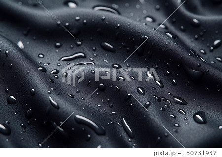 Deep Gray Microfiber Fabric Adorned With Glistening Water Droplets in Soft Light Generative AI 130731937