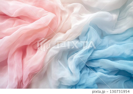 Delicate Pastel Fabric Draped Artistically in Soft, Flowing Folds Generative AI 130731954