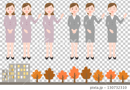 穿著西裝的婦女微笑著指著 130732310