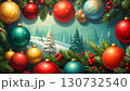 クリスマスツリーと赤いリボンのオーナメント 130732540