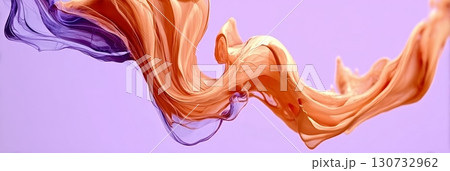 Abstract Dynamic Swirls and Flowing Shapes in Violet, Coral, and Orange Colors in Motion Aesthetic 130732962