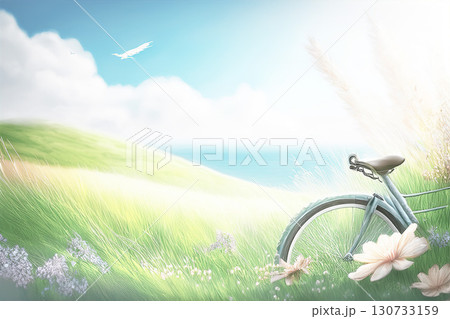 海の見える丘 背景素材 海の見える丘 背景素材 130733159