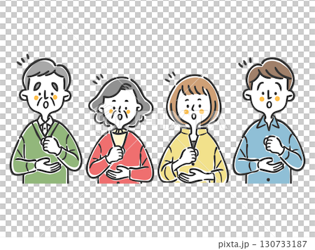 納得理解する家族二世代 上半身 ベクター 納得理解する家族二世代 上半身 ベクター 130733187