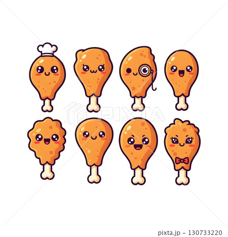 Chicken fried set. illustration design 130733220