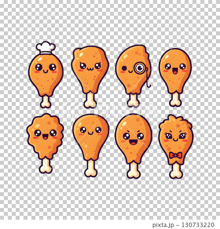 Chicken fried set. illustration design 130733220