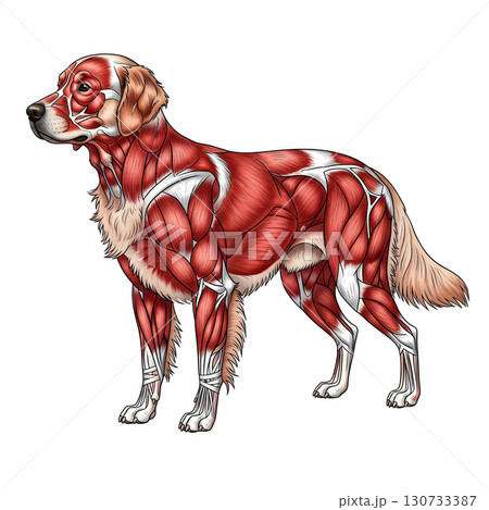 Golden dog anatomy llustration Golden dog anatomy llustration 130733387