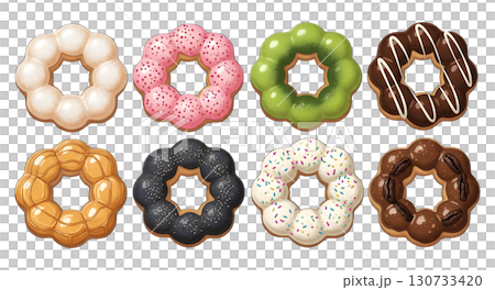 Pondering Donut set. illustration design.	 130733420