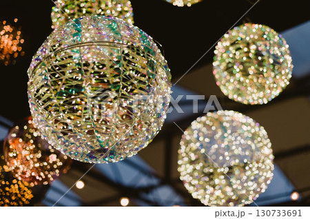 A cluster of lights in the shape of balls. Christmas A cluster of lights in the shape of balls. Christmas 130733691