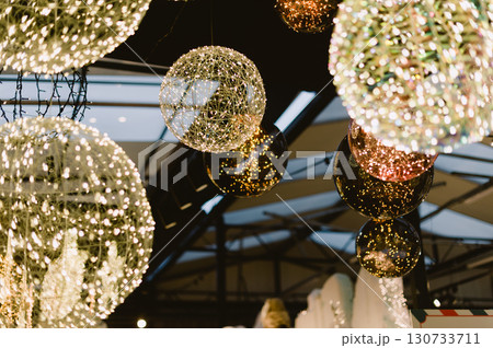 A cluster of lights in the shape of balls. Christmas A cluster of lights in the shape of balls. Christmas 130733711
