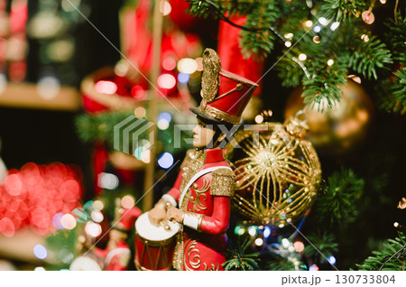 A Christmas tree with red and gold ornaments A Christmas tree with red and gold ornaments 130733804