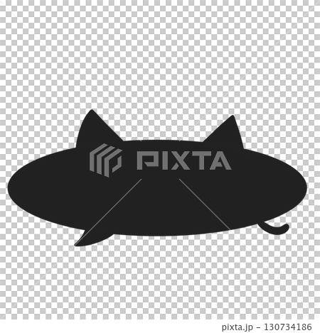 吹き出し 黒色 黒猫 猫 シンプル 吹き出し 黒色 黒猫 猫 シンプル 130734186