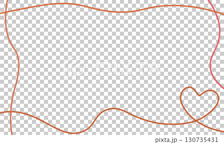 A frame with a heart shape made of red strings and crossing strings 130735431