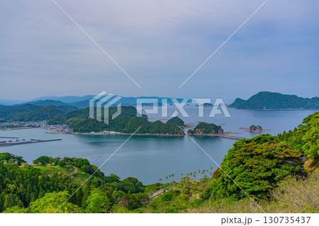 【宮崎県日南市】ジャカランダの森（有用植物園）から眺める外浦の海 130735437