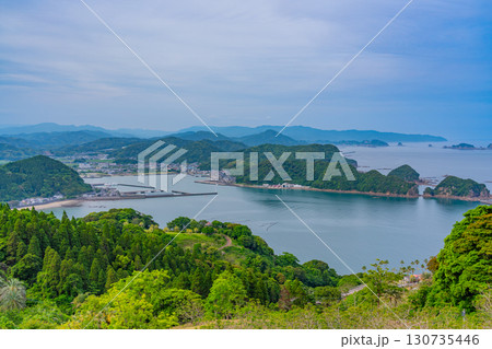 【宮崎県日南市】ジャカランダの森（有用植物園）から眺める外浦の海 130735446