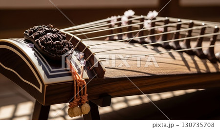 Traditional Chinese Guzheng Zither with Ornate Dragon Carving 130735708