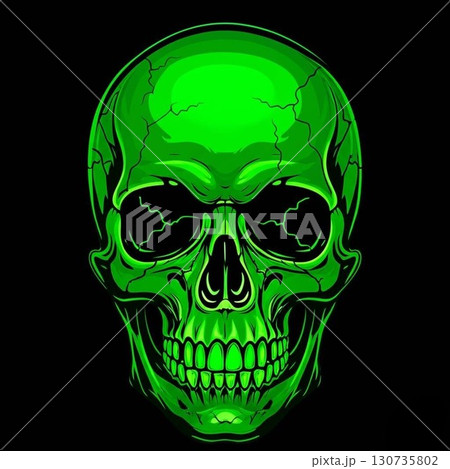 緑ガイコツ黒背景 緑ガイコツ黒背景 130735802
