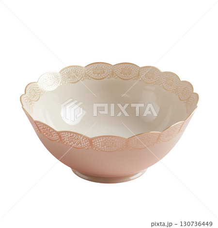 Elegant Pink Bowl with Intricate Gold Lace Design for Serving Food or Decoration Elegant Pink Bowl with Intricate Gold Lace Design for Serving Food or Decoration 130736449
