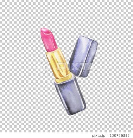 Pink lipstick watercolor illustration isolated on white background Pink lipstick watercolor illustration isolated on white background 130736835