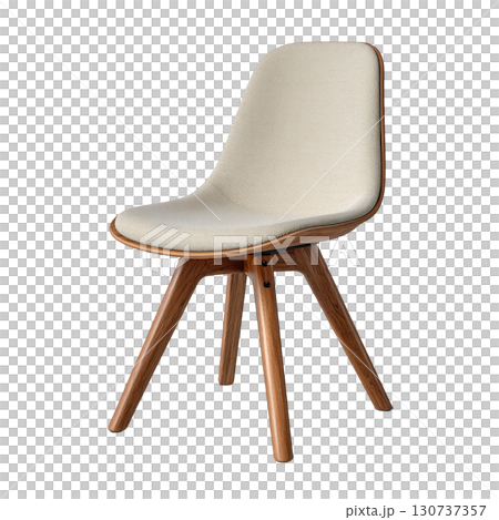 Modern minimalist chair with wooden legs and fabric seat for contemporary interior design and home decoration Modern minimalist chair with wooden legs and fabric seat for contemporary interior design and home decoration 130737357