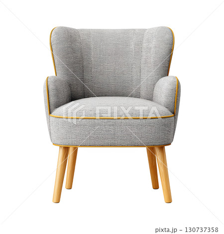 Cozy Modern Accent Chair with Soft Textured Fabric and Stylish Wooden Legs for Contemporary Living Spaces 130737358