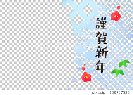 日式拼布橫向淡藍色新年卡 130737526