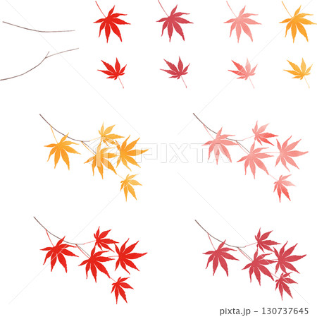 和風紅葉の素材 130737645