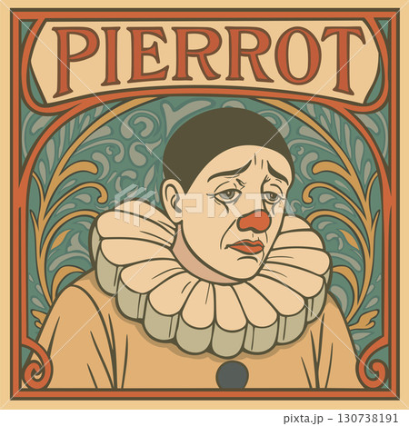 Pierrot clown. Vintage poster in art nouveau style 130738191