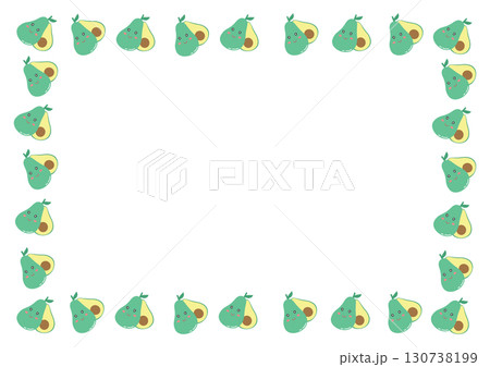 Cute avocado border, A4 paper frame background  130738199