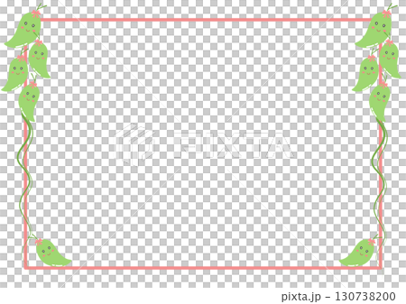 Cute mango with pink line frame, A4 paper background  130738200