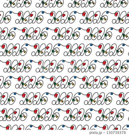 2026 One Continuous line Lettering with hearts and Tulip Seamless Pattern Christmas or New Year Fond 130738378