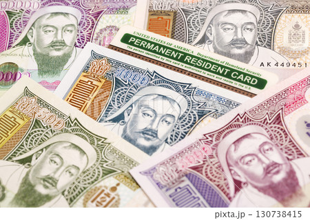 American Permanent Resident Card on Mongolian money 130738415