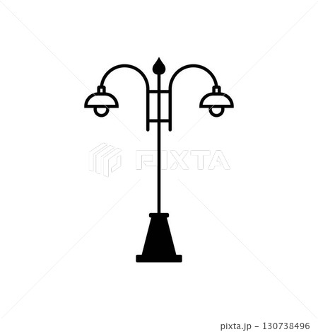 Street lamp line icon vector flat design Street lamp line icon vector flat design 130738496