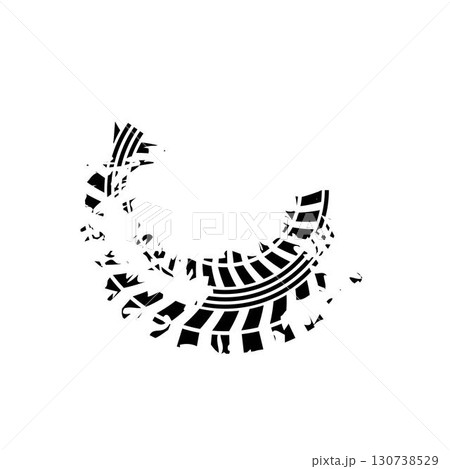 Auto tire tread grunge element. Car and motorcycle tire pattern, wheel tyre tread track. 130738529